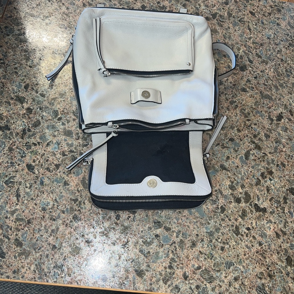 Lodis Light Gray/Cream Leather Backpack - Picture 11 of 11